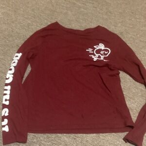 Girls red skateboarding apple shirt